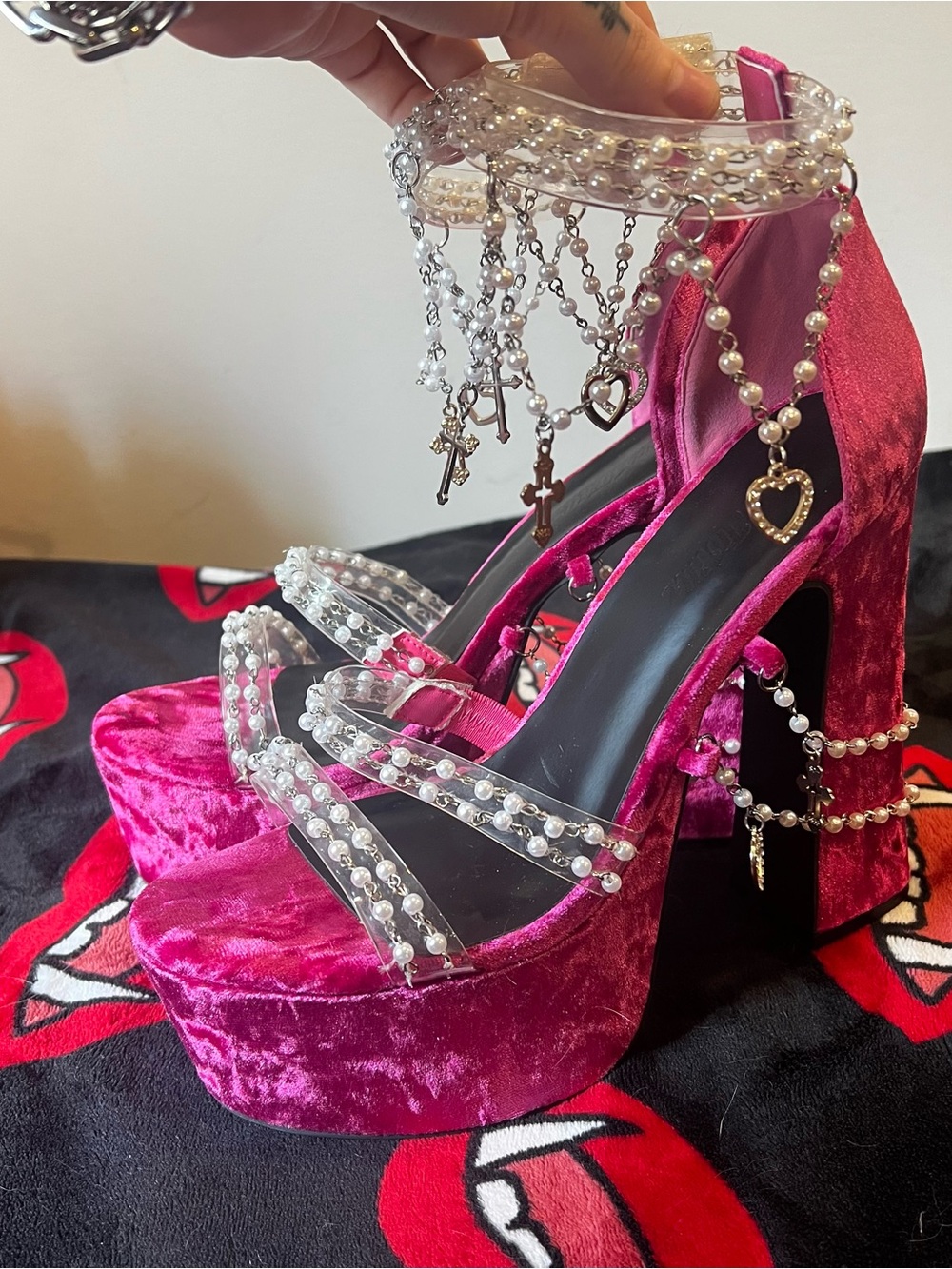 Sugar Thrillz x Dolls Kill - Holy Revelation Platform Heels - Magenta - Picture 4 of 9